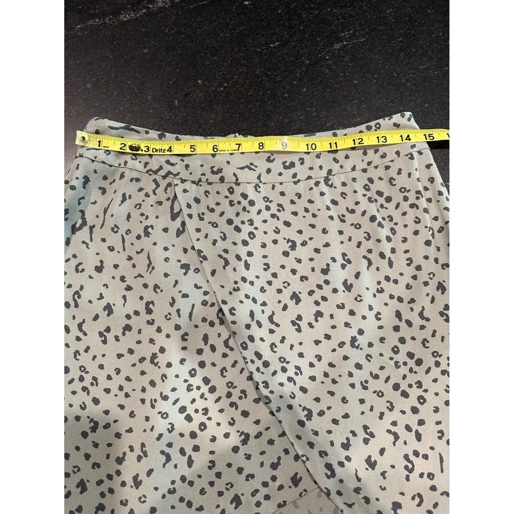 Michael Stars Faux Wrap Tulip Skirt S Sage Green Animal Print High Low Mini‎
